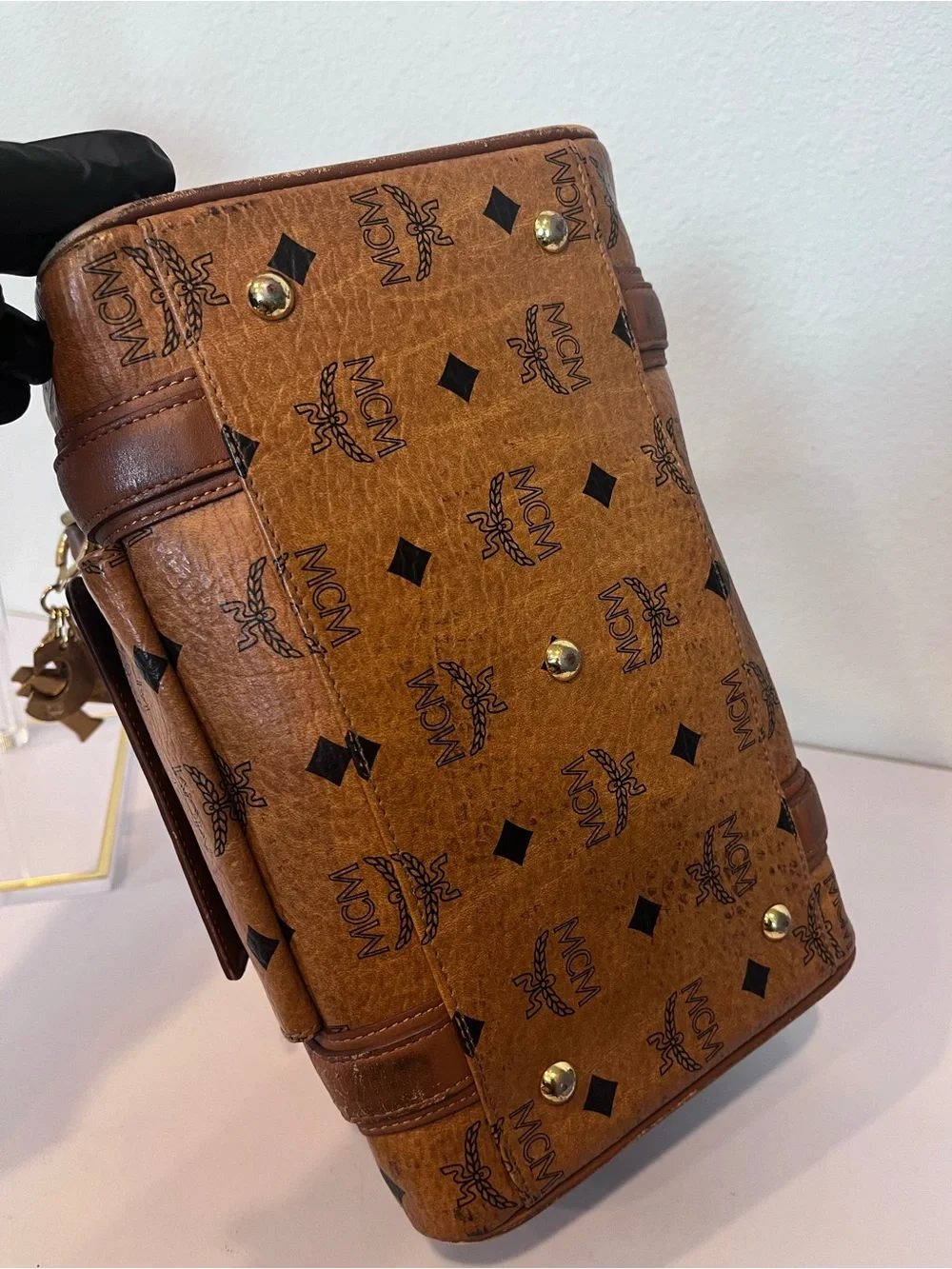 MCM CHARM BOSTON BAG.